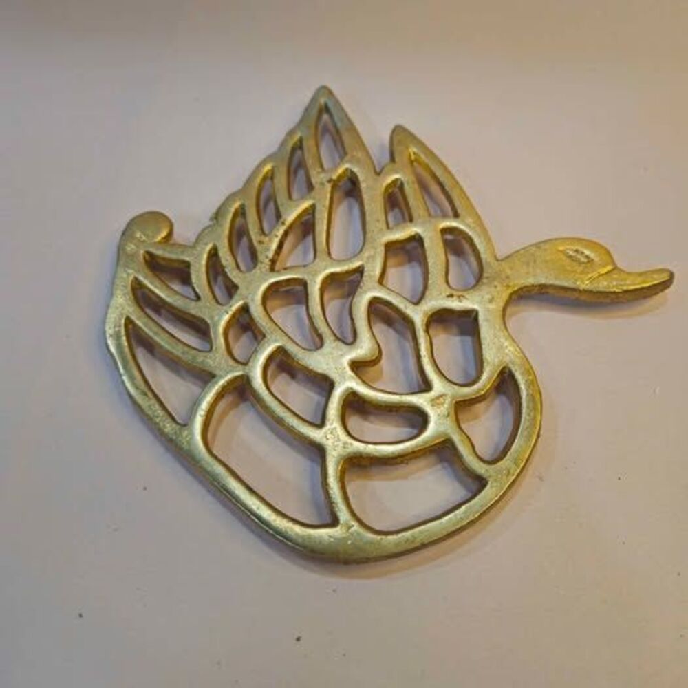 Vintage Brass Duck Trivet